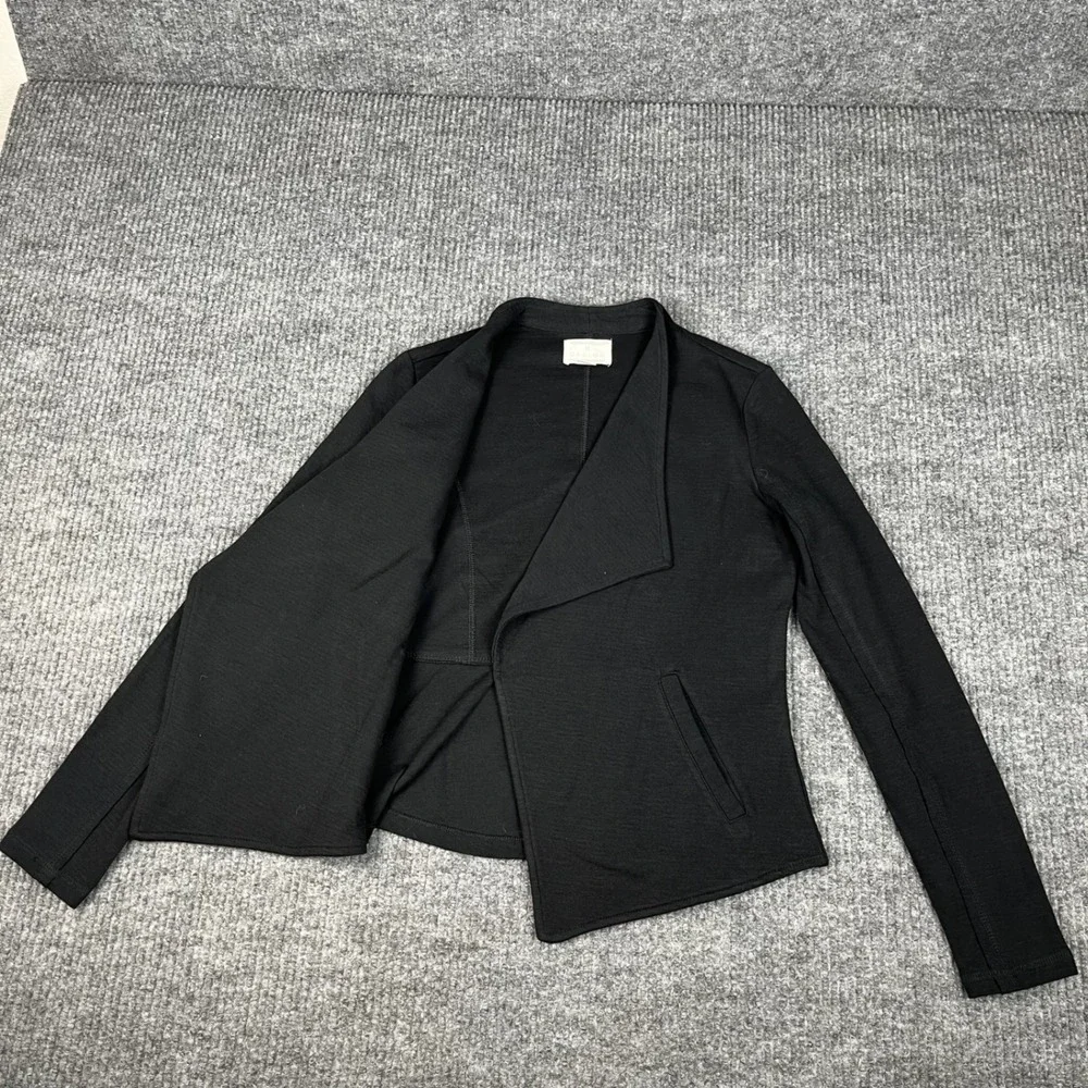 Caslon Jacket Womens XS Black Open Front Knit Moto Ponte Career Minimalist NEW